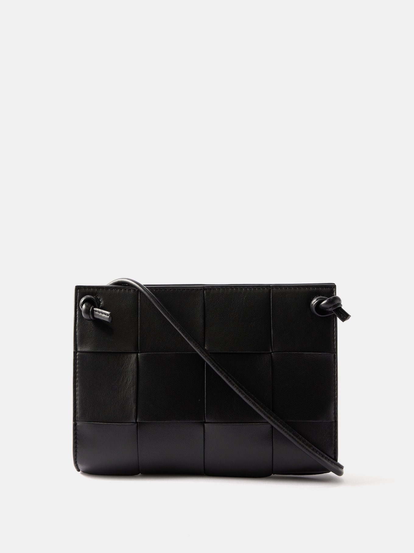 Black Mini Intrecciato-leather cross-body bag, Bottega Veneta