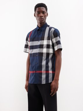 Burberry Somerton maxi-check cotton-blend twill shirt