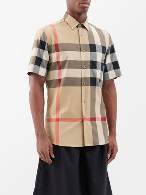 Burberry Check cotton-twill short-sleeved shirt
