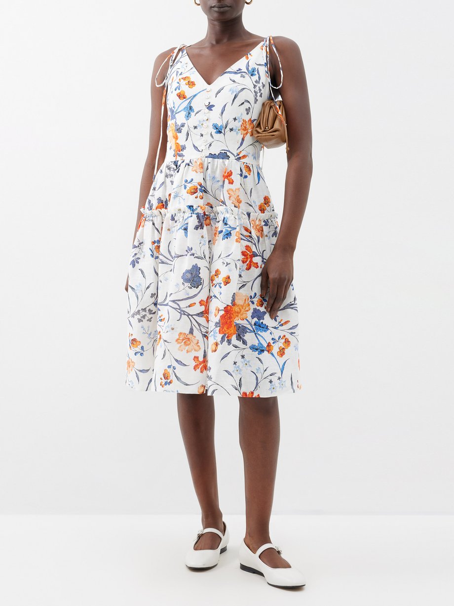 Erdem Floral-print linen mini dress