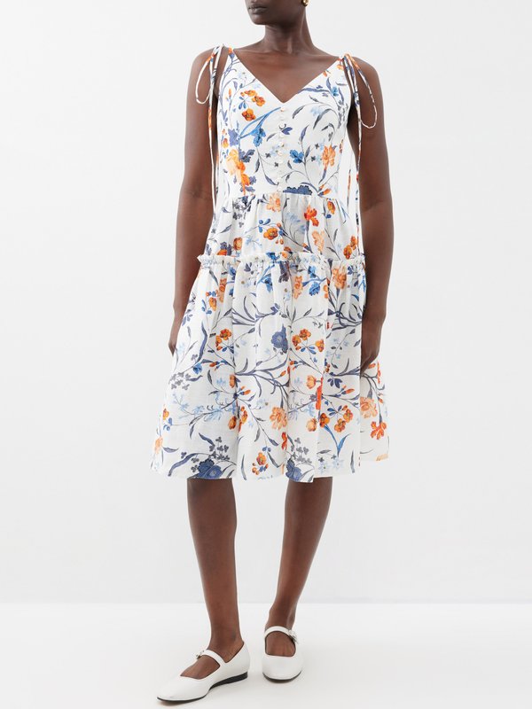Erdem Floral-print linen mini dress