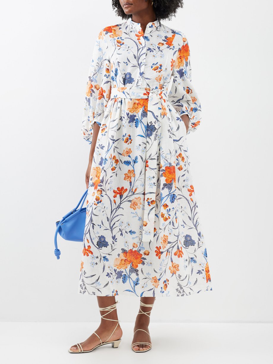 Erdem Floral Trellis-print linen midi dress