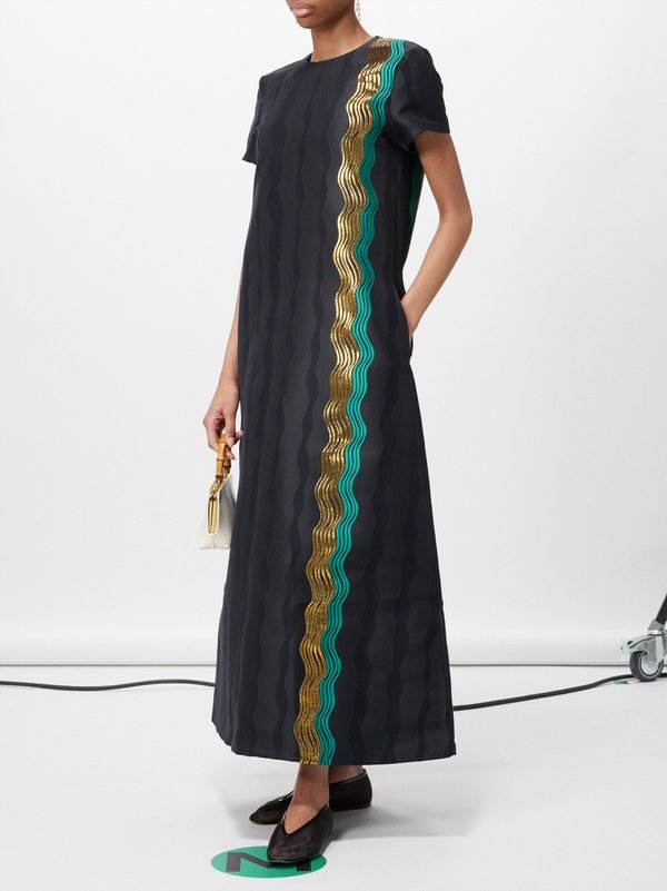 La DoubleJ The Nile embroidered cotton-blend dress