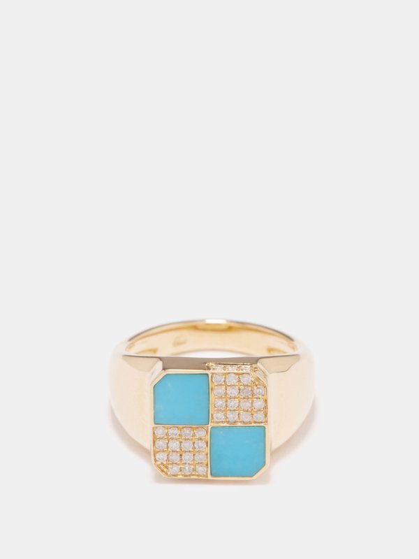 Yvonne Léon Diamond, turquoise & 9kt gold ring