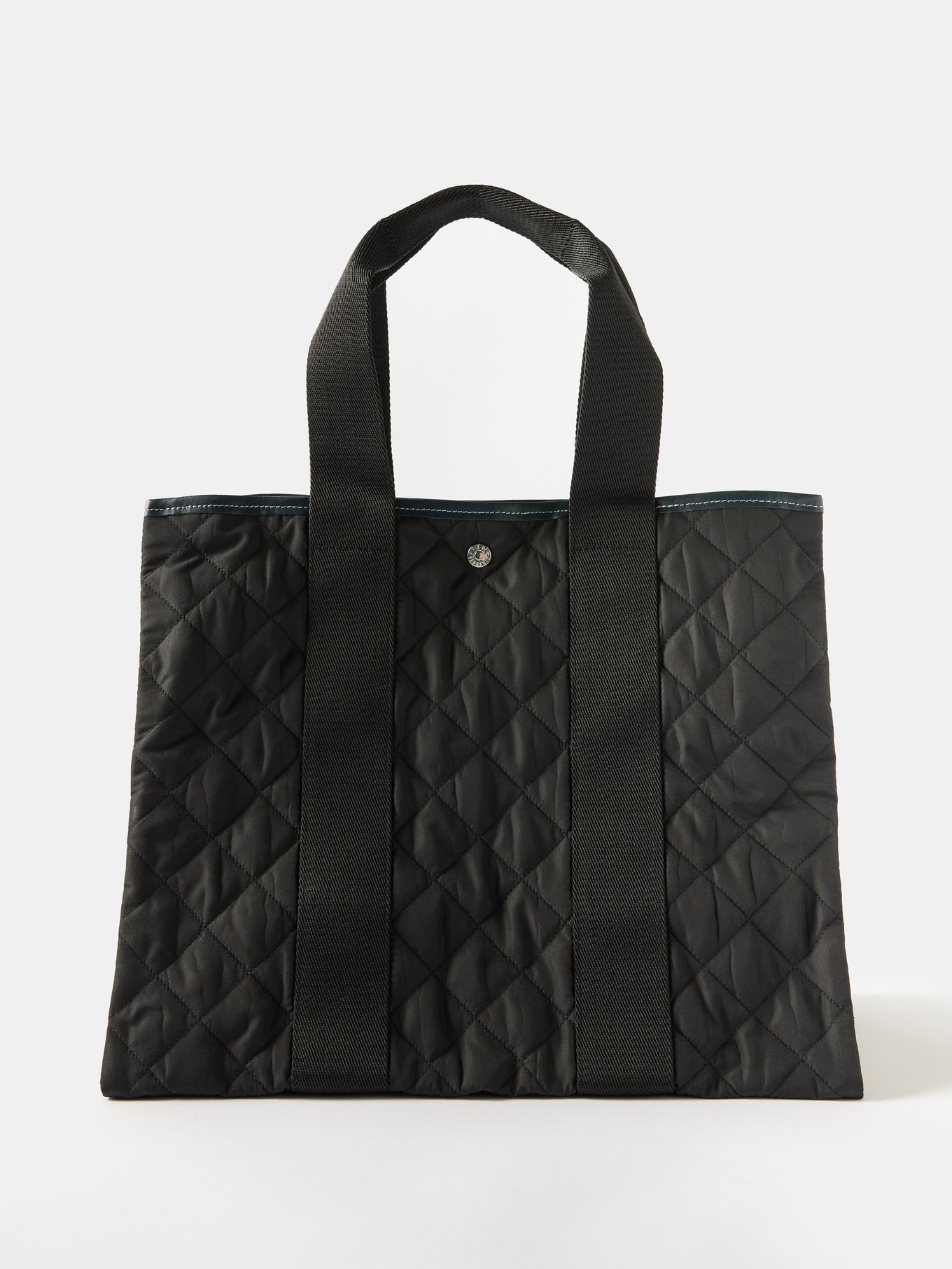 Black Traversee large quilted cotton-blend tote bag