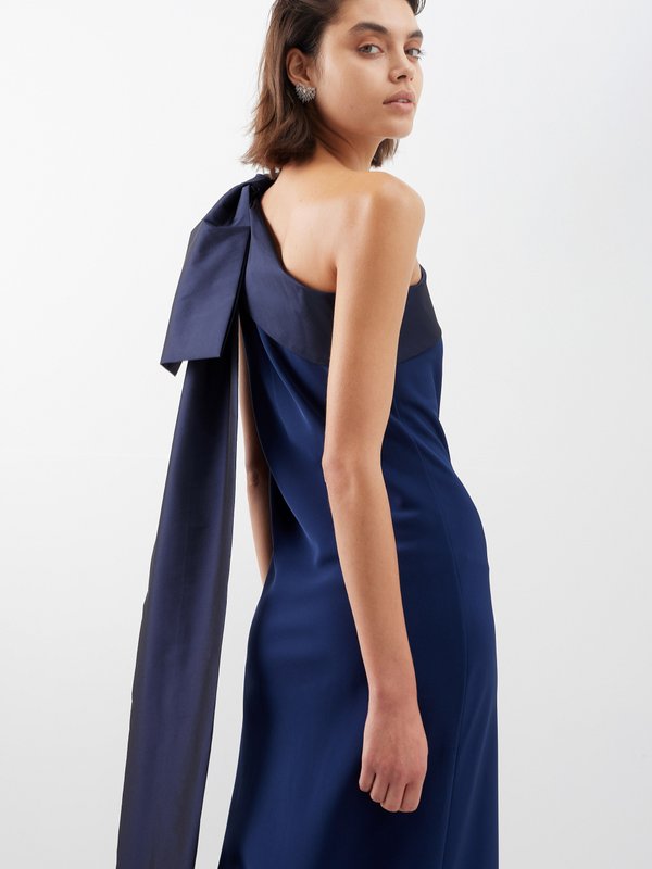 BERNADETTE Adrian bow-overlay crepe gown