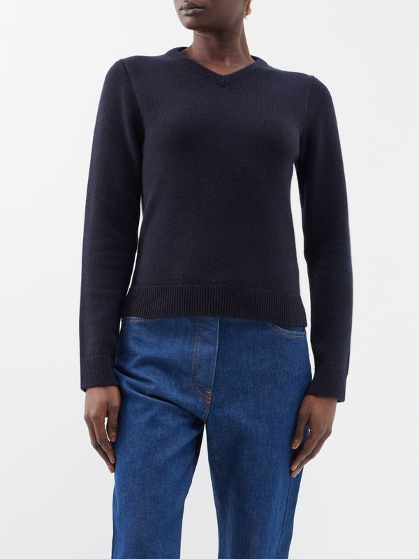 The Row Enrica V-neck cashmere sweater