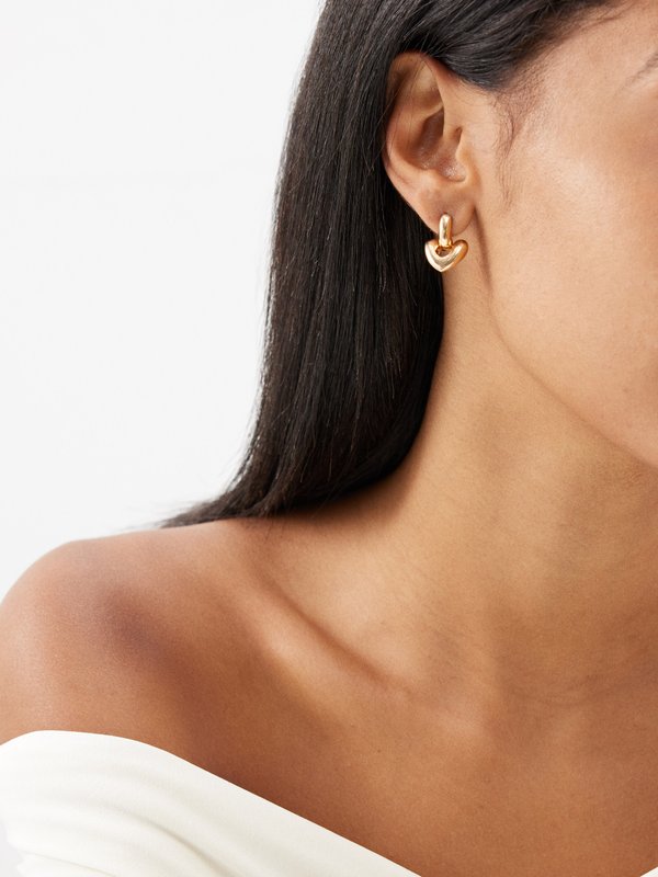 Annika Inez Heart gold-filled sterling-silver drop earrings