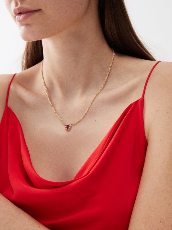 Alison Lou Madison ruby, enamel & 14kt gold necklace