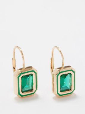 Alison Lou Madison emerald & 14k gold earrings