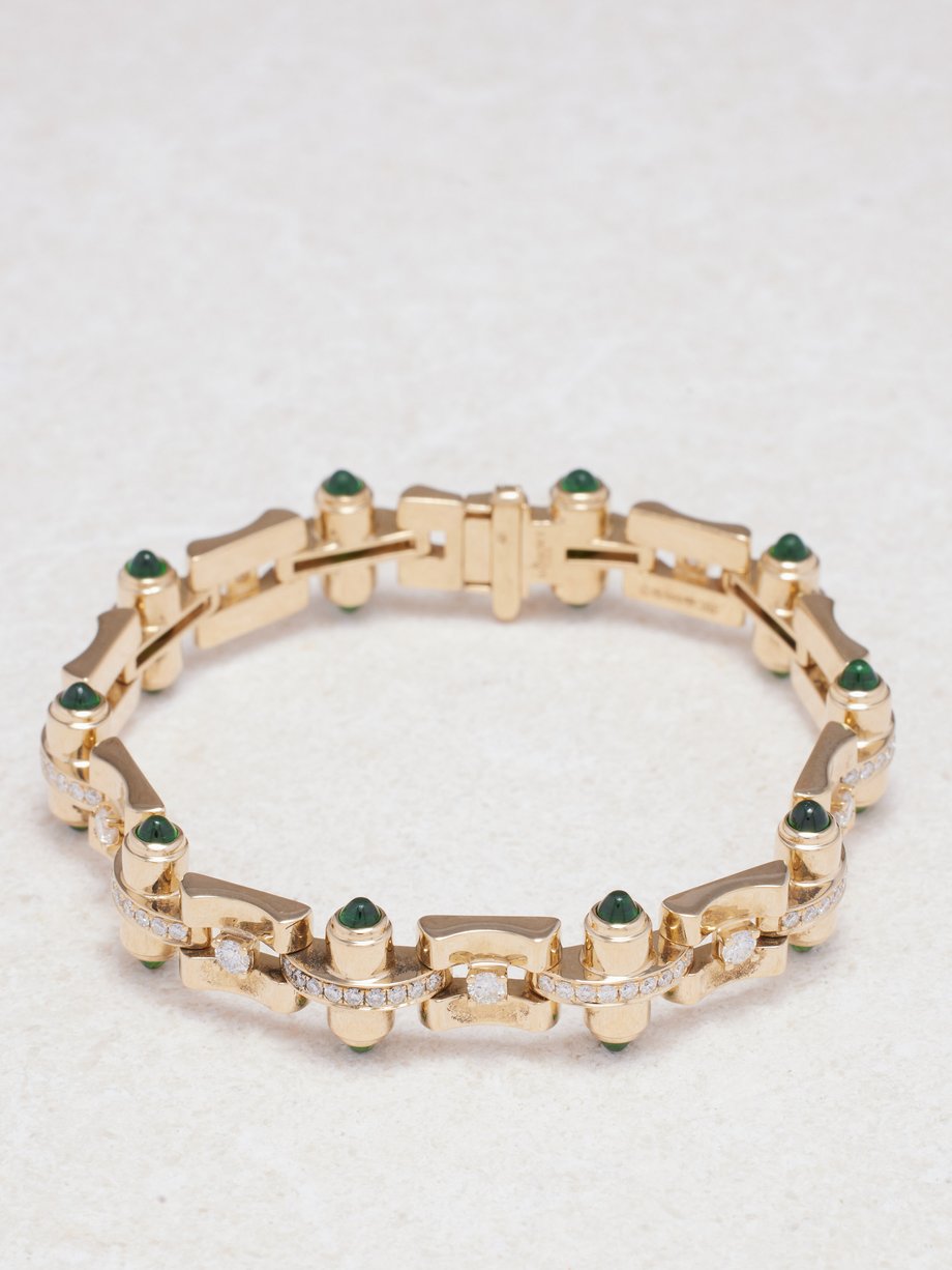 Rainbow K Celeste diamond, tsavorite & 14kt gold bracelet