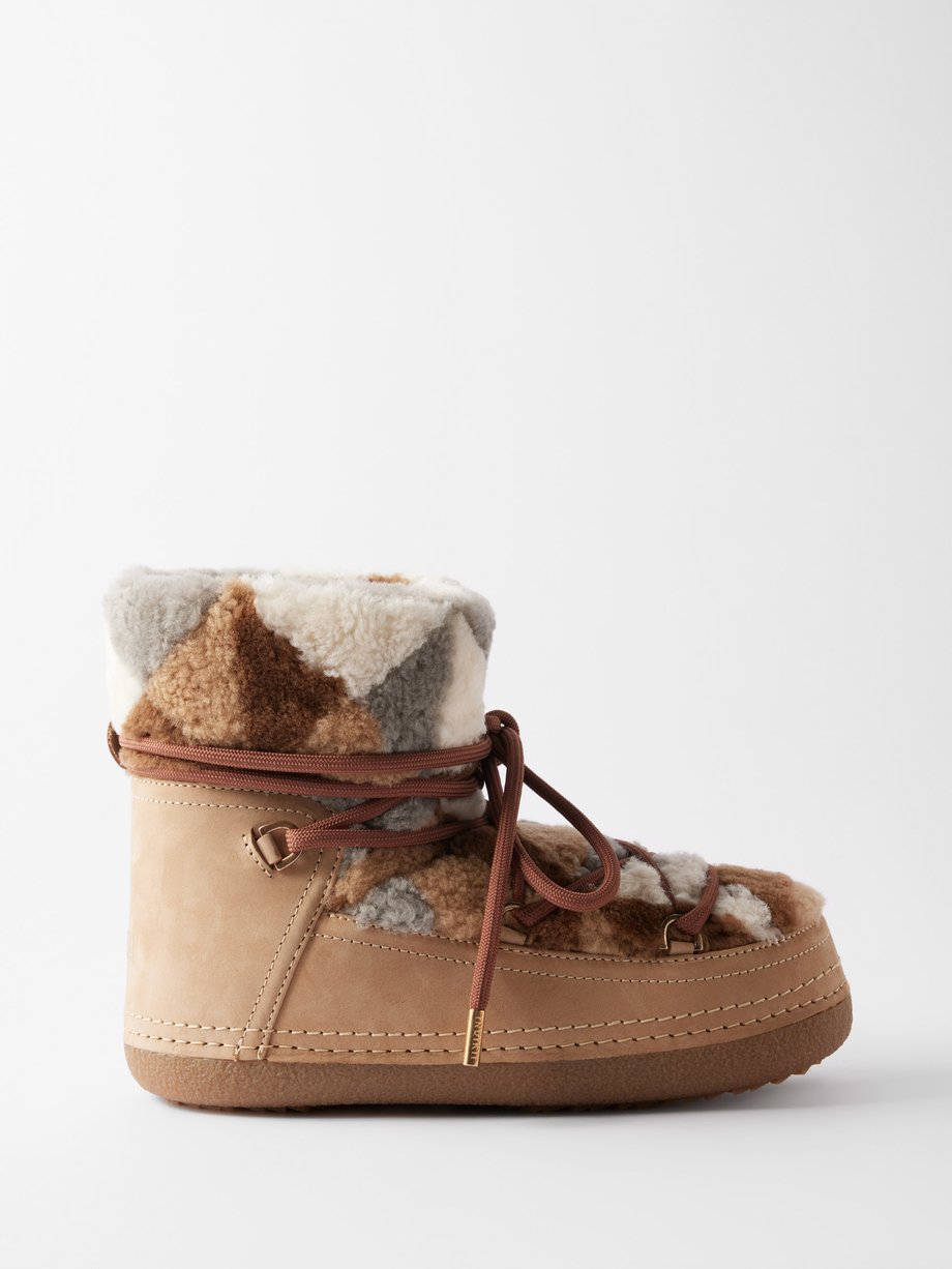 Inuikii (INUIKII) Patchwork-shearling suede snow boots