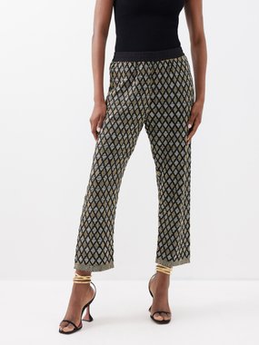Ashish Harlequin-beaded elasticated georgette trousers