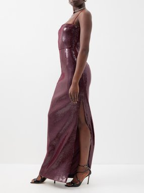 Galvan Stargaze side-slit sequinned gown