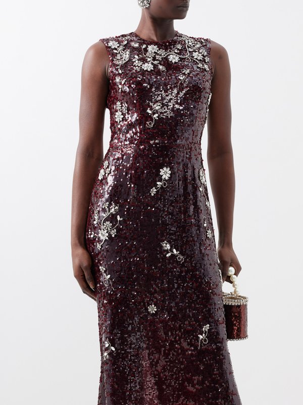 Erdem Crystal-embellished sequinned midi dress