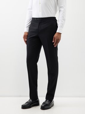 Thom Sweeney Flat front wool-flannel trousers