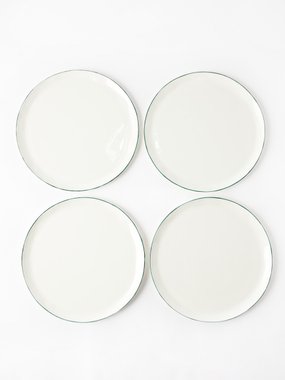 Feldspar Set of four painted-rim fine china dinner plates