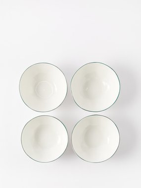 Feldspar Set of four painted-rim fine china cereal bowls