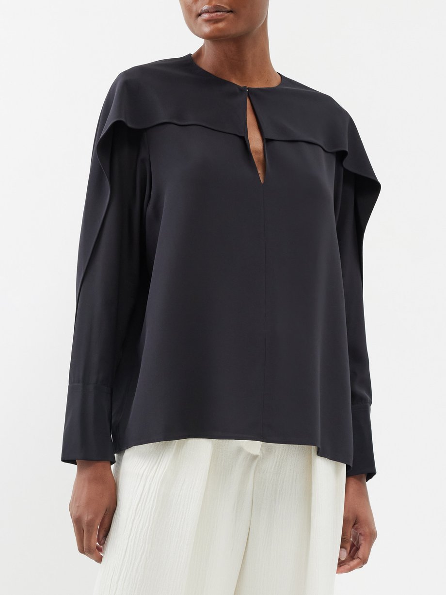 Joseph Balard cape-sleeve silk blouse
