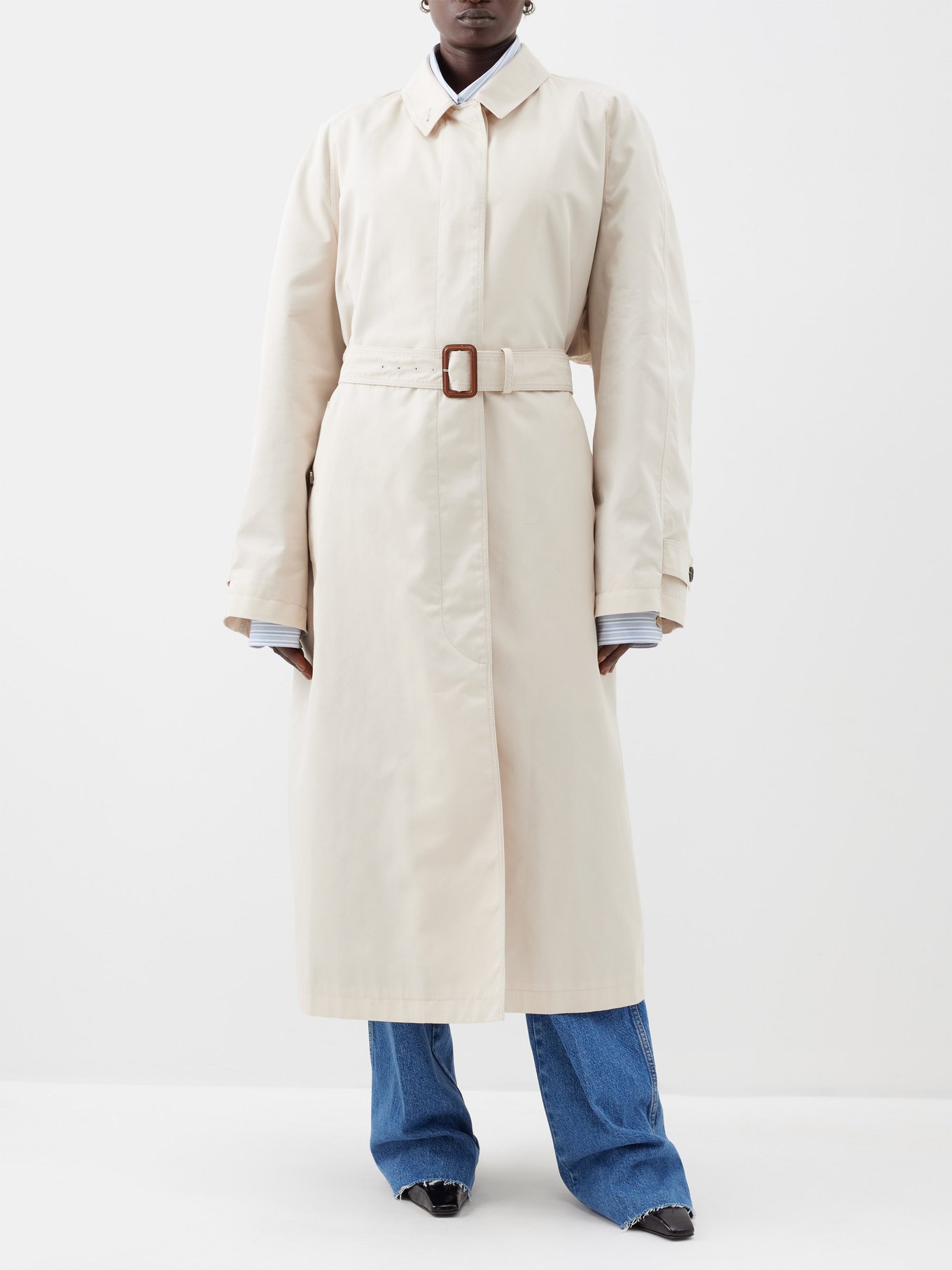 Oversized cotton-blend gabardine trench coat video