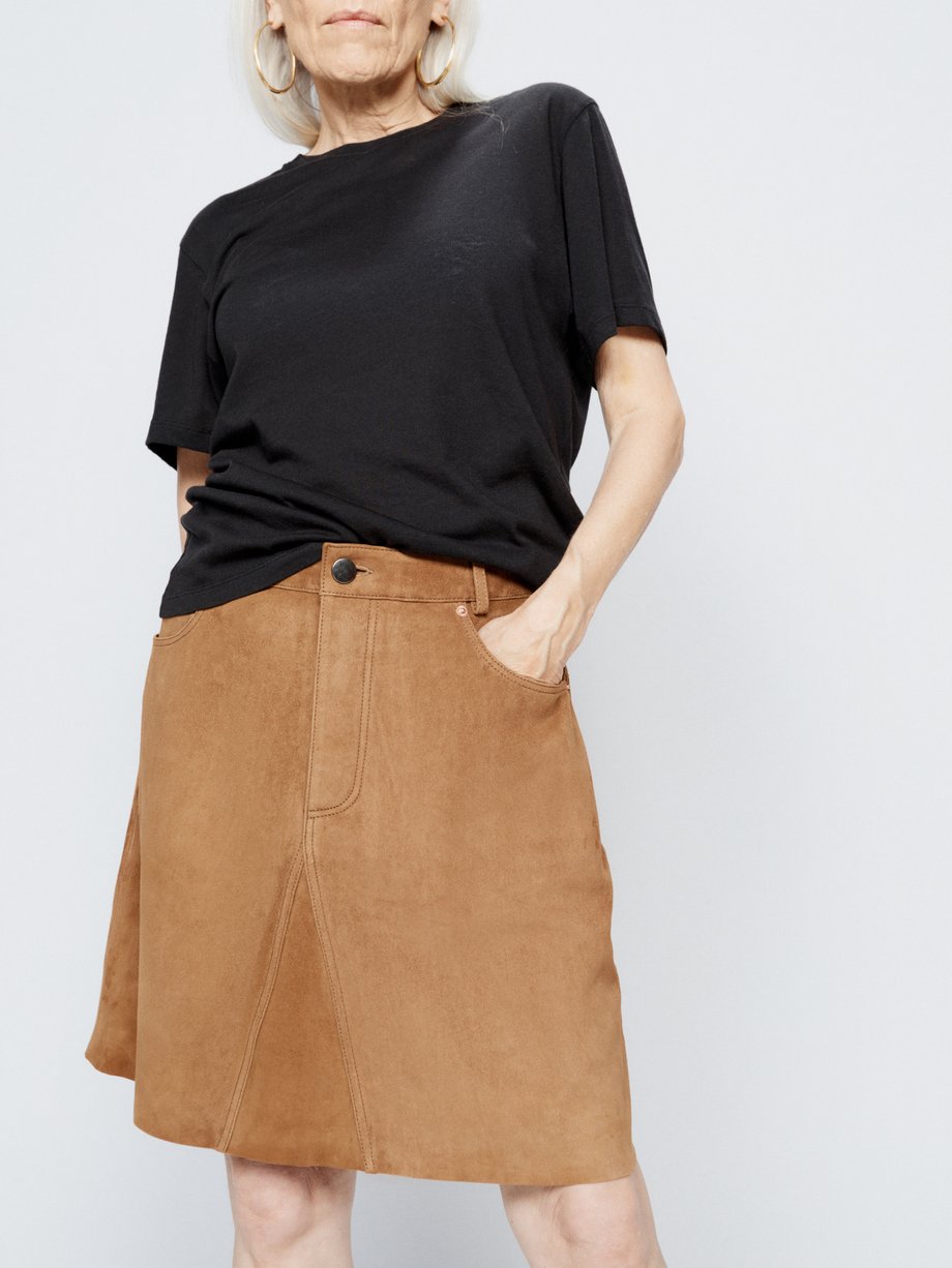 Raey Suede A-line skirt