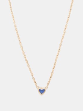 Retrouvai Heirloom Heart sapphire & 14kt gold necklace