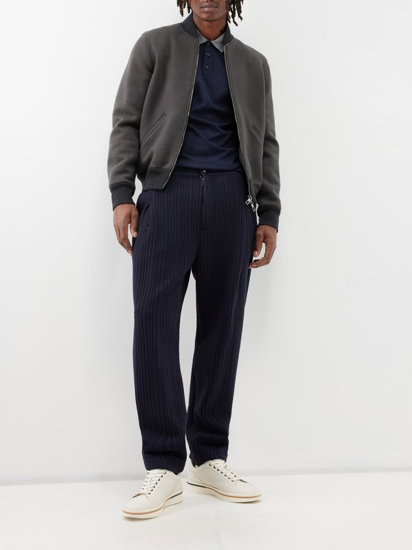 Giorgio Armani Striped-collar cotton polo shirt