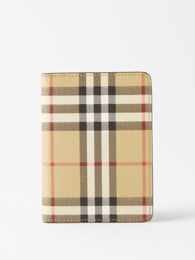 Burberry Check-print faux-leather passport holder