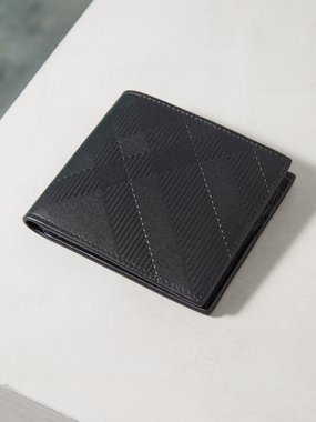 Burberry Check-embossed leather bi-fold wallet