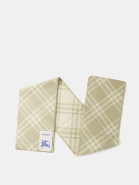 Burberry Check logo-patch wool scarf