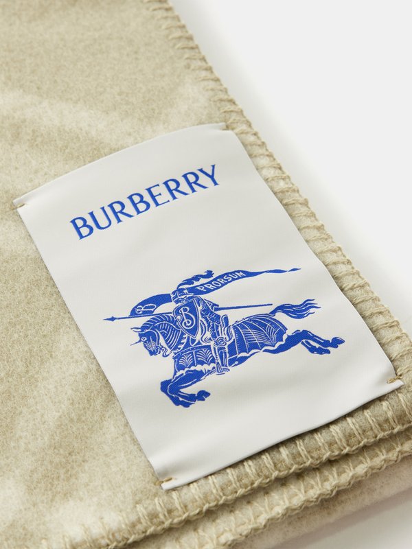 Burberry Check logo-patch wool scarf