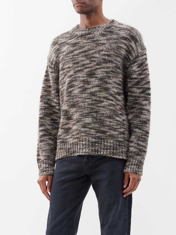 FRAME Crew-neck marled-knit sweater