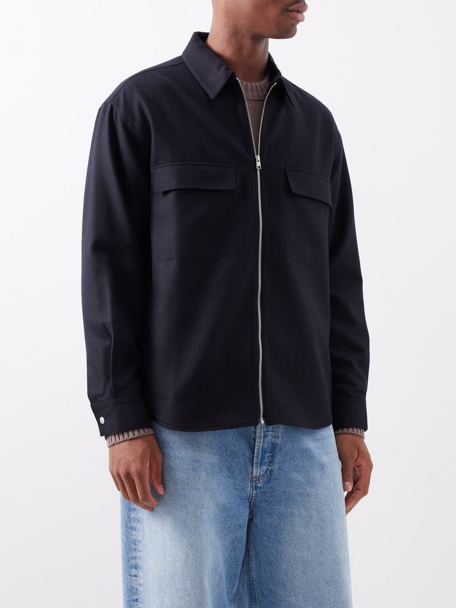 FRAME Modern zipped wool-blend flannel overshirt