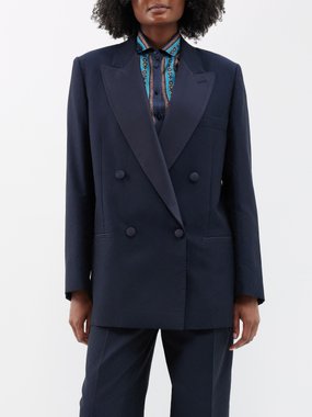 Etro Double-breasted paisley-jacquard suit blazer