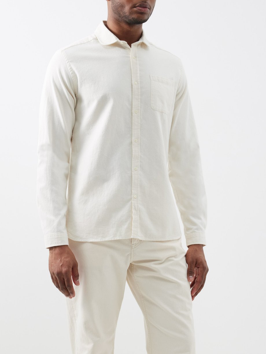 Oliver Spencer Eton curved-collar cotton-flannel shirt