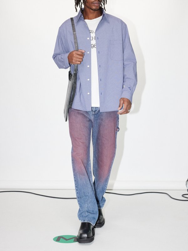 Acne Studios Sandrok micro-check cotton-poplin shirt