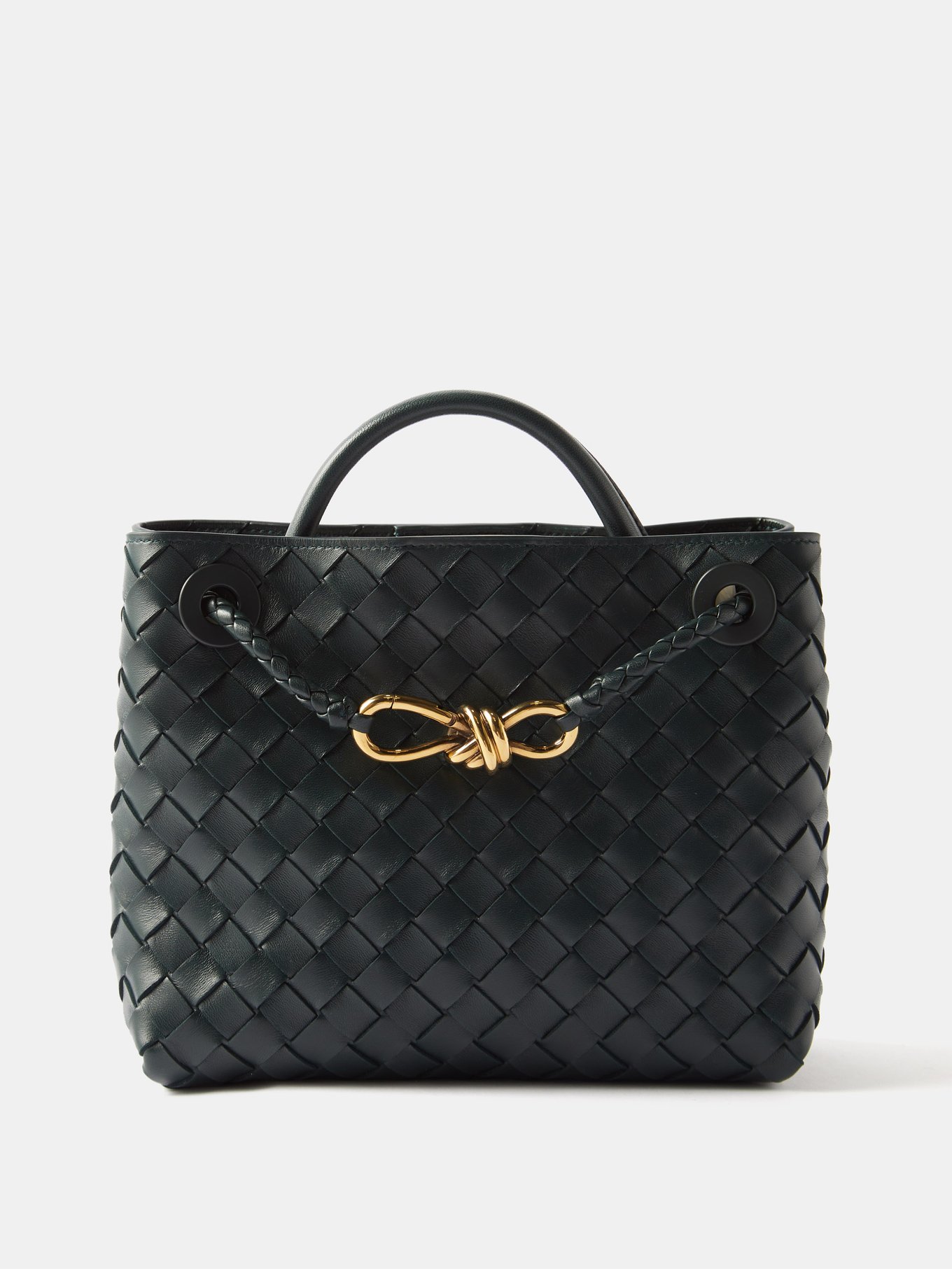 Andiamo Medium Leather Tote in Green - Bottega Veneta