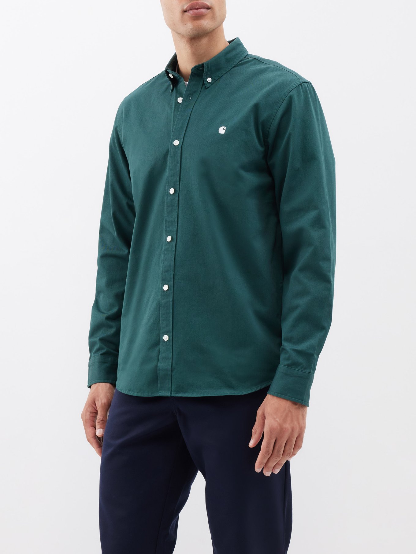 CARHARTT WIP Madison Button-Down Collar Logo-Embroidered Cotton