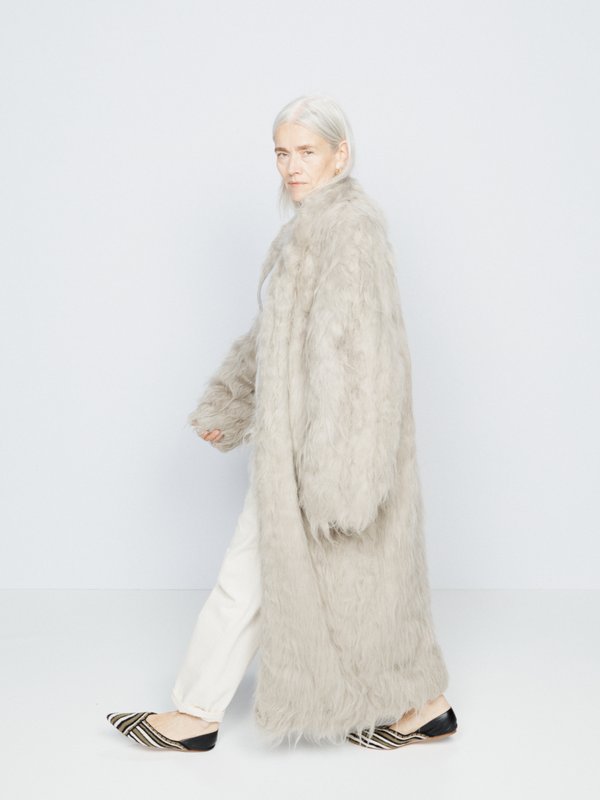 Raey Collared shearling wool-blend maxi coat