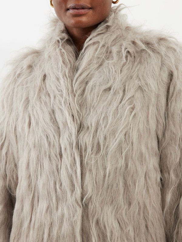 Raey Collared shearling wool-blend maxi coat