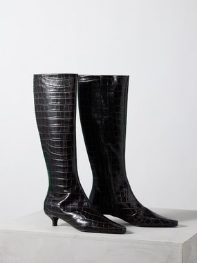 Toteme The Slim 35 crocodile-effect leather boots