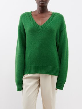 Toteme V-neck dropped-shoulder wool-blend sweater