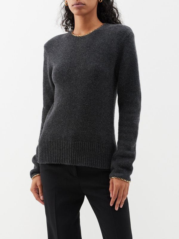 Toteme Padded-shoulder wool-blend sweater