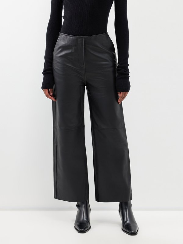 Toteme Panelled leather cropped trousers