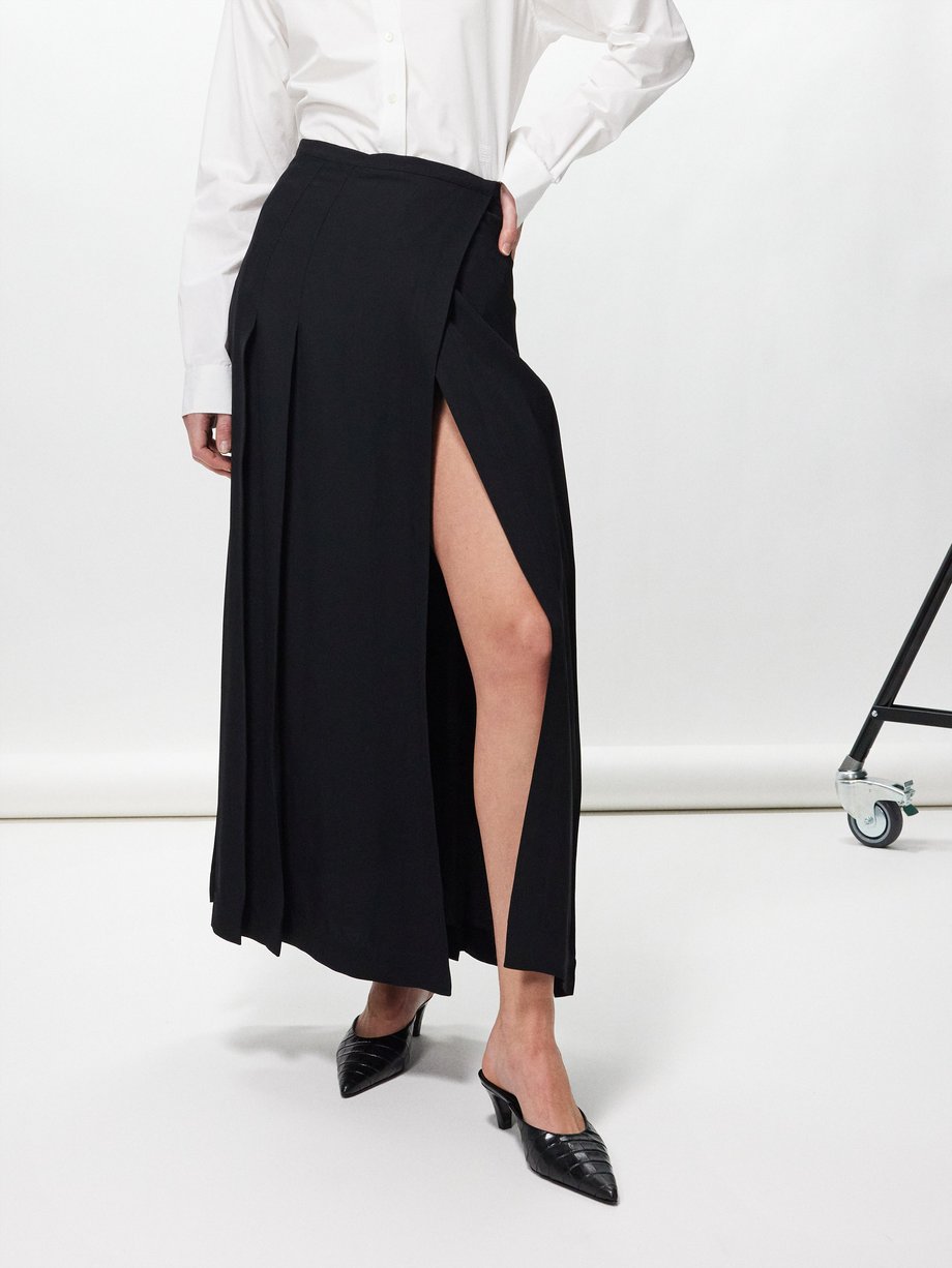 Toteme Pleated viscose-crepe wrap skirt