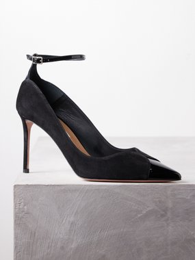 Aquazzura Pinot 85 patent-leather and suede pumps