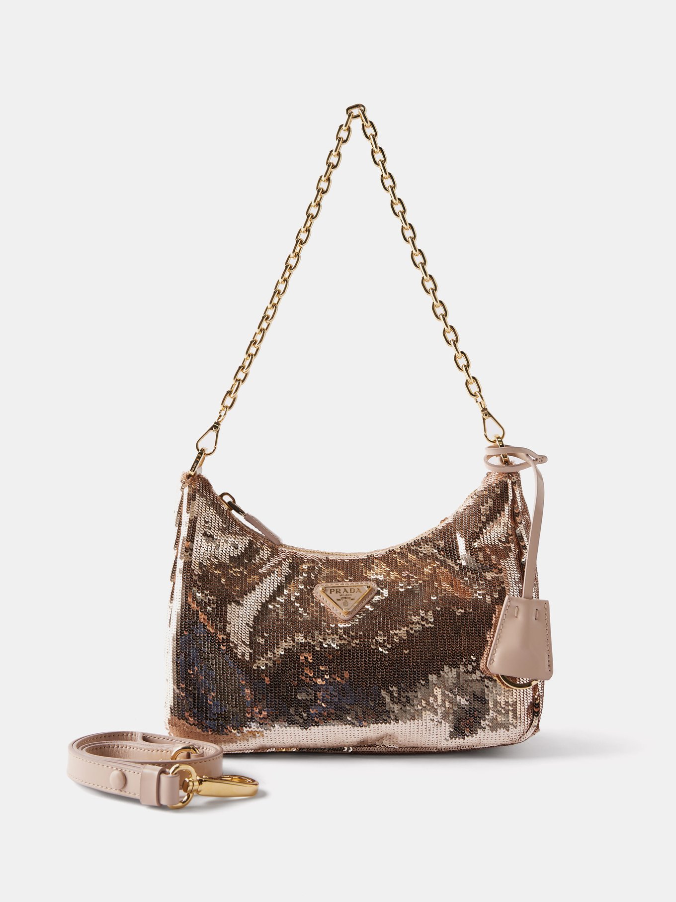 Sequinned Re Nylon mini shoulder bag video