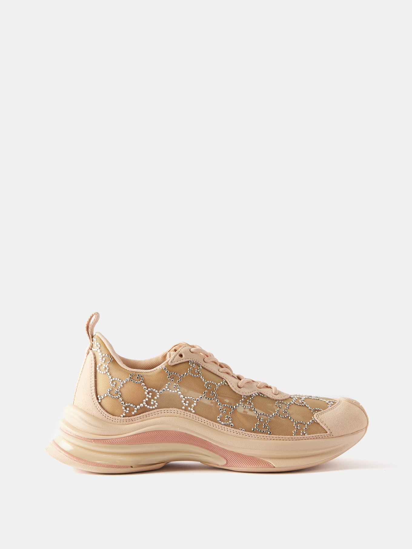 Alexander McQueen women's leather/mesh sneakers beige/pink