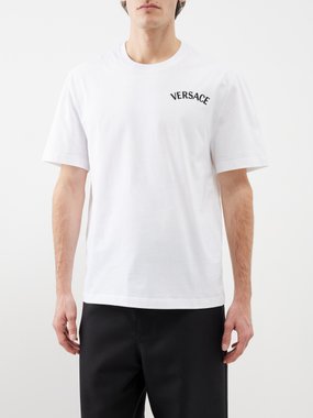 Versace Milano Stamp-embroidered cotton T-shirt