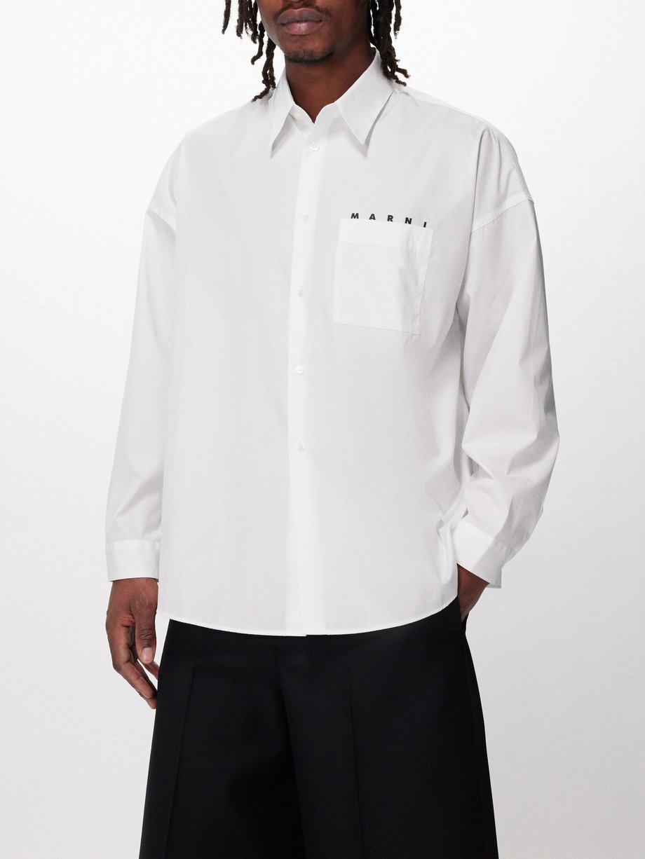 Marni Logo-print cotton-poplin shirt